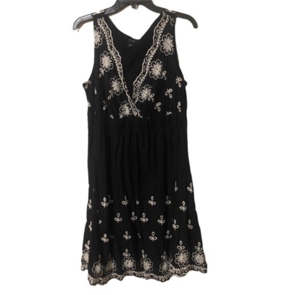 KAREN KANE Black And White FEMININE Sleeveless EYELET Dress Size Large